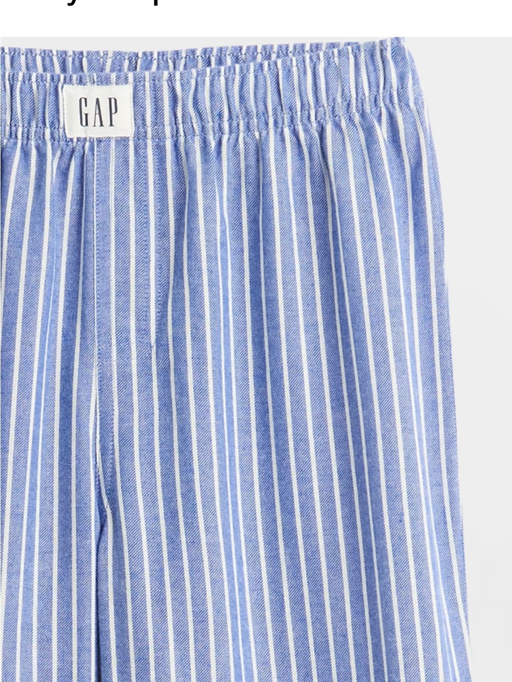 GAP Light Blue and White Vertical Stripe Elastic Waist Pants